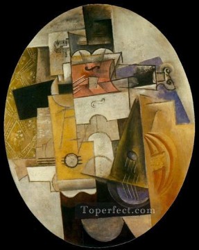 抽象的かつ装飾的 Painting - 音楽楽器 1912 キュビズム